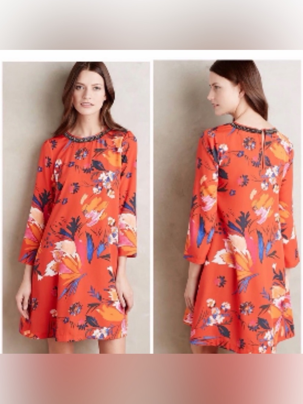 Maeve Anthropologie Sketched Peonies Dress